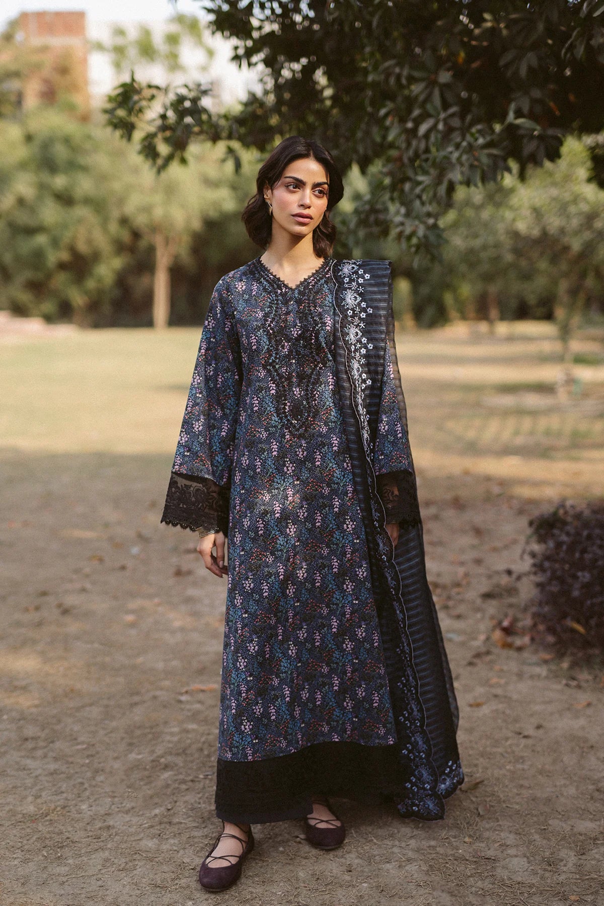 Ayzel Aziel AL-25-V10-09 luxury embroidered designer outfit front view.