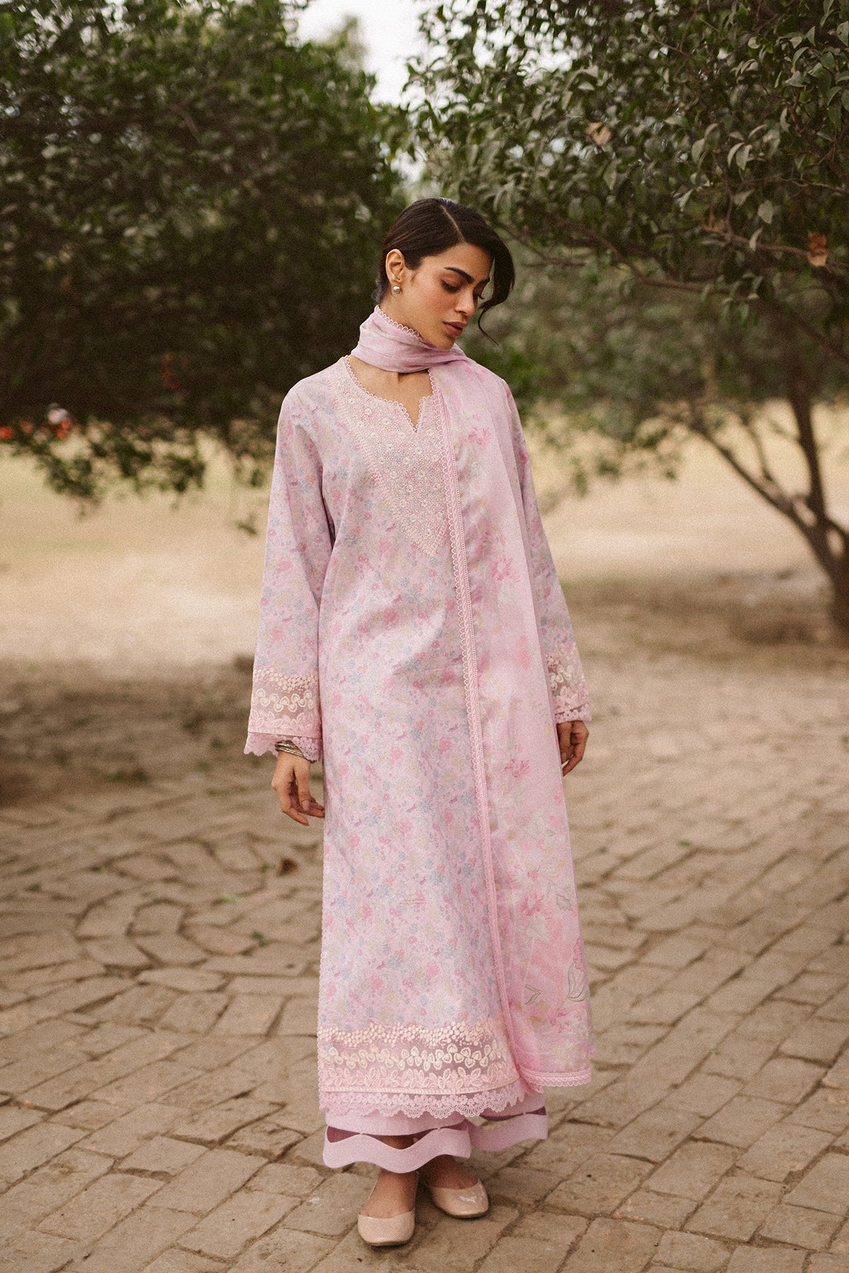 Ayzel Selis AL-25-V10-06 luxury embroidered designer outfit front view.
